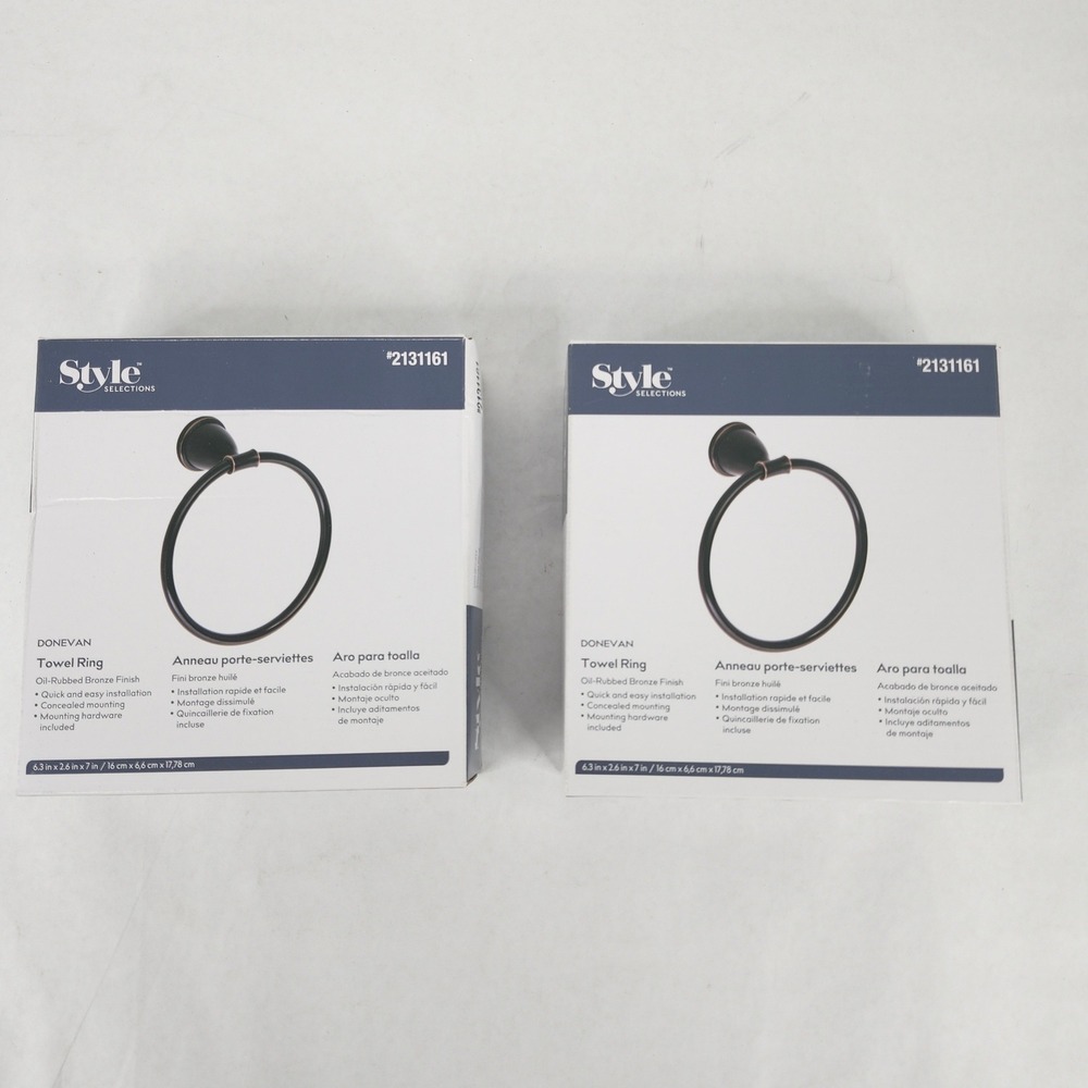 Set of 2 Style Selections Towel Ring Oil Rubbed Bronze Donevan 2131161 New